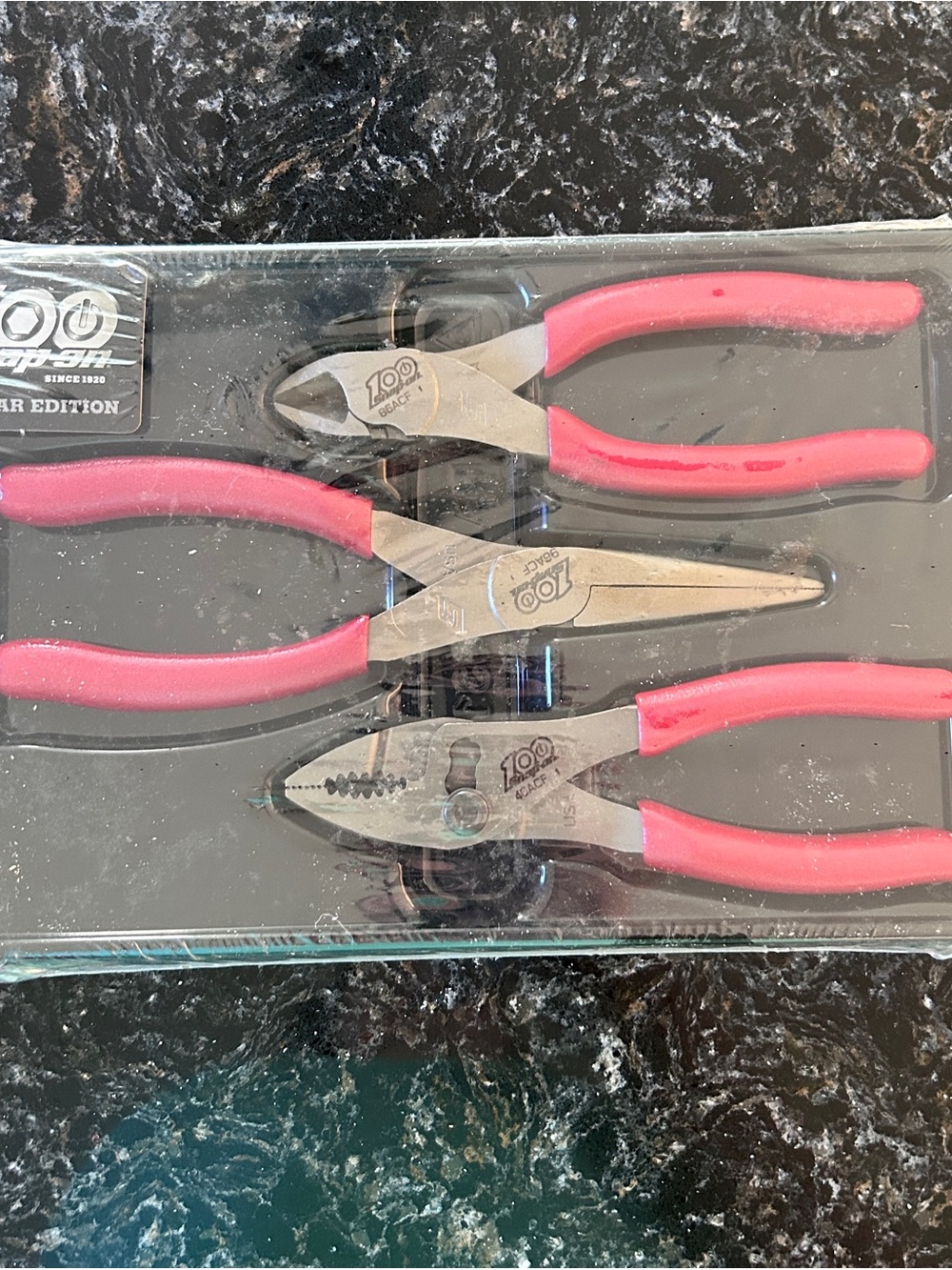 Snap-On ™ Tools NEW Red PL306ACF100MR 100th Anniversary 3 Piece Pliers Set